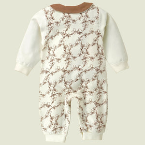 Brown Doodle Butterfly full sleeves jumpsuit style Romper for Tiny Toddlers - 12 - 18 Months Kids Clothing