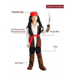 Brown Pirate, kids halloween costume fancy dress up - 7 - 8 Years Halloween