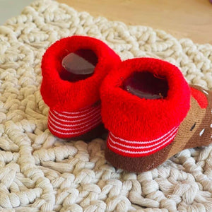 Brown Reindeer Christmas Socks for infant, 0 - 12 months - 