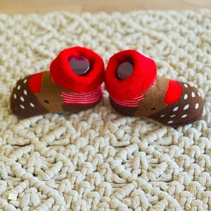 Brown Reindeer Christmas Socks for infant, 0 - 12 months - 
