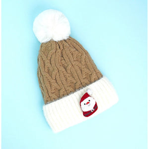 Brown Santa Christmas themed Woolen Winter Cap Beanie for kids, 3 - 10 Years - 3 - 10 Years Winter Wear