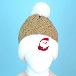 Brown Santa Christmas themed Woolen Winter Cap Beanie for kids, 3 - 10 Years - 3 - 10 Years Winter Wear