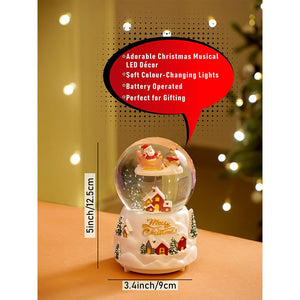 Brown Sledge Santa snow village colorful LED Dome with Music Christmas Table Décor & Gift option - Christmas