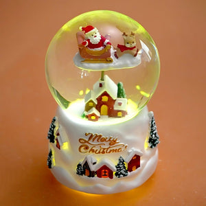 Brown Sledge Santa snow village colorful LED Dome with Music Christmas Table Décor & Gift option - Christmas