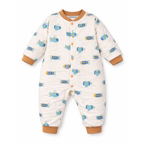 Brown Submarine Full Sleeves Jumpsuit Romper for Tiny Toddlers - 6 - 12 Months Kids Clothing