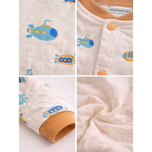 Brown Submarine Full Sleeves Jumpsuit Romper for Tiny Toddlers - 6 - 12 Months Kids Clothing