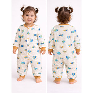 Brown Submarine Full Sleeves Jumpsuit Romper for Tiny Toddlers - 6 - 12 Months Kids Clothing