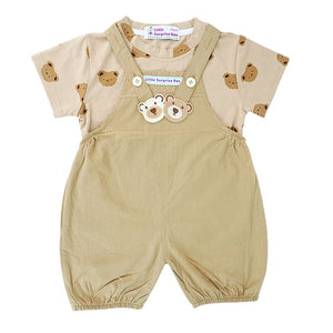 Brown Tee Cream Dungary Style 2Pcs Set For Toddlers And Kids - 1 - 2 Years Kids Clothing