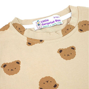 Brown Tee Cream Dungary Style 2Pcs Set For Toddlers And Kids - 1 - 2 Years Kids Clothing