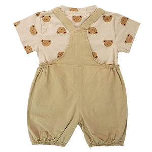 Brown Tee Cream Dungary Style 2Pcs Set For Toddlers And Kids - 1 - 2 Years Kids Clothing