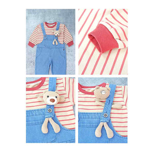 Brown tee , Long Teddy toy Dungary Style 2 pc clothing set for Toddlers and Kids - 1 - 2 Years Kids Clothing