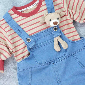 Brown tee , Long Teddy toy Dungary Style 2 pc clothing set for Toddlers and Kids - 1 - 2 Years Kids Clothing