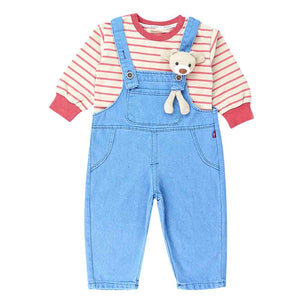 Brown tee , Long Teddy toy Dungary Style 2 pc clothing set for Toddlers and Kids - 1 - 2 Years Kids Clothing