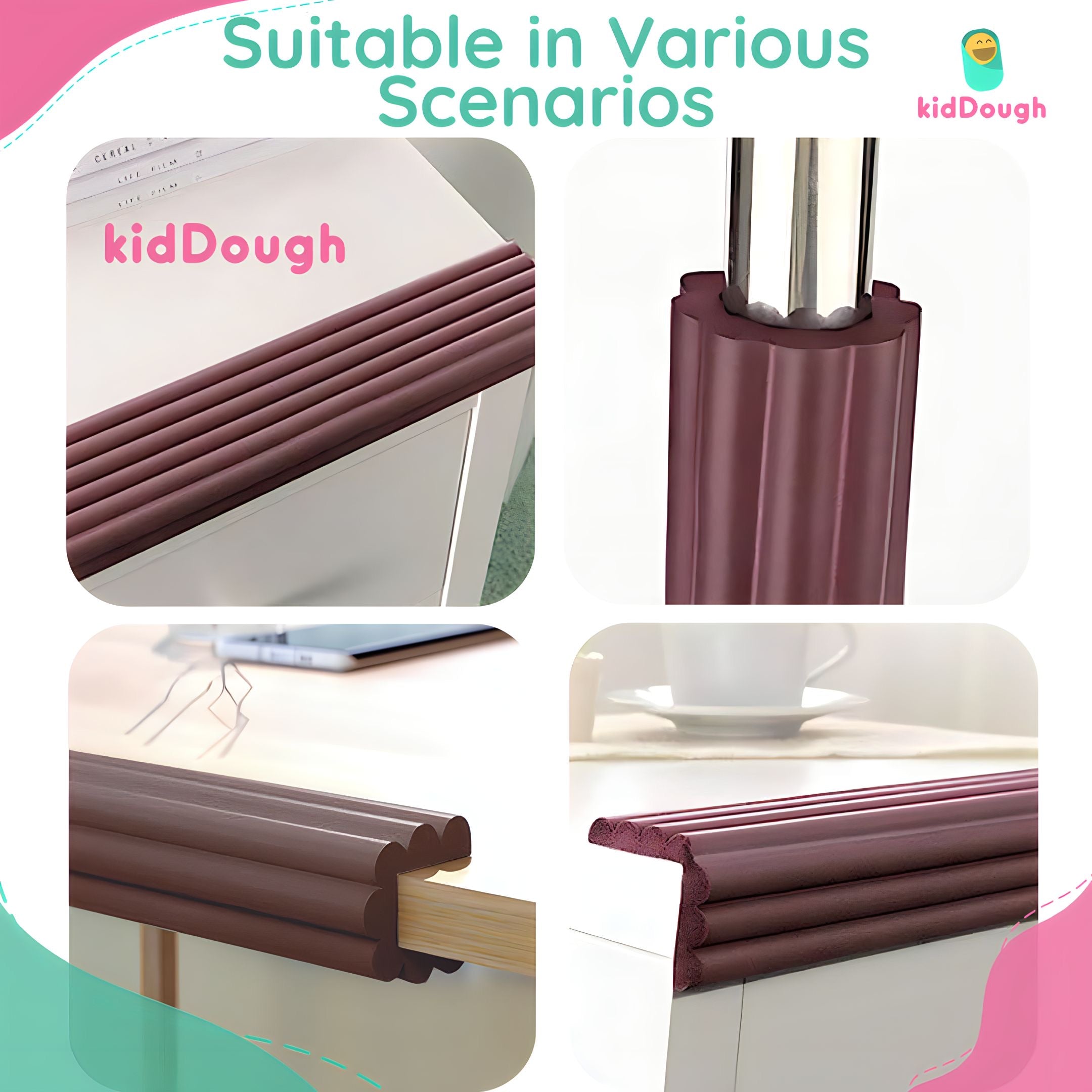 KidDough Baby Proofing Flat Edge Protector- 2 Meters Brown