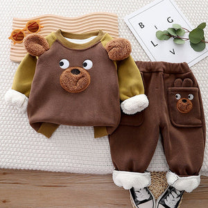 BrownBear 3DEars 2pcs Sherpa Winter Tracksuit Set for Kids - 1 - 2 Years Kids Clothing