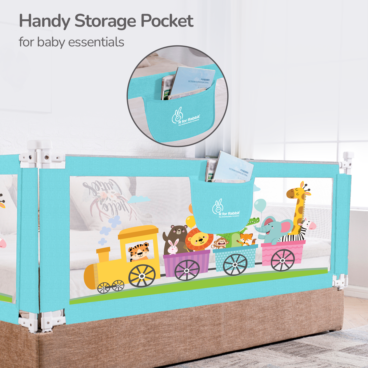 R for Rabbit Safari Bed Rail for Baby Easy Install, Anti-Fall Safeguard for Toddler Safety