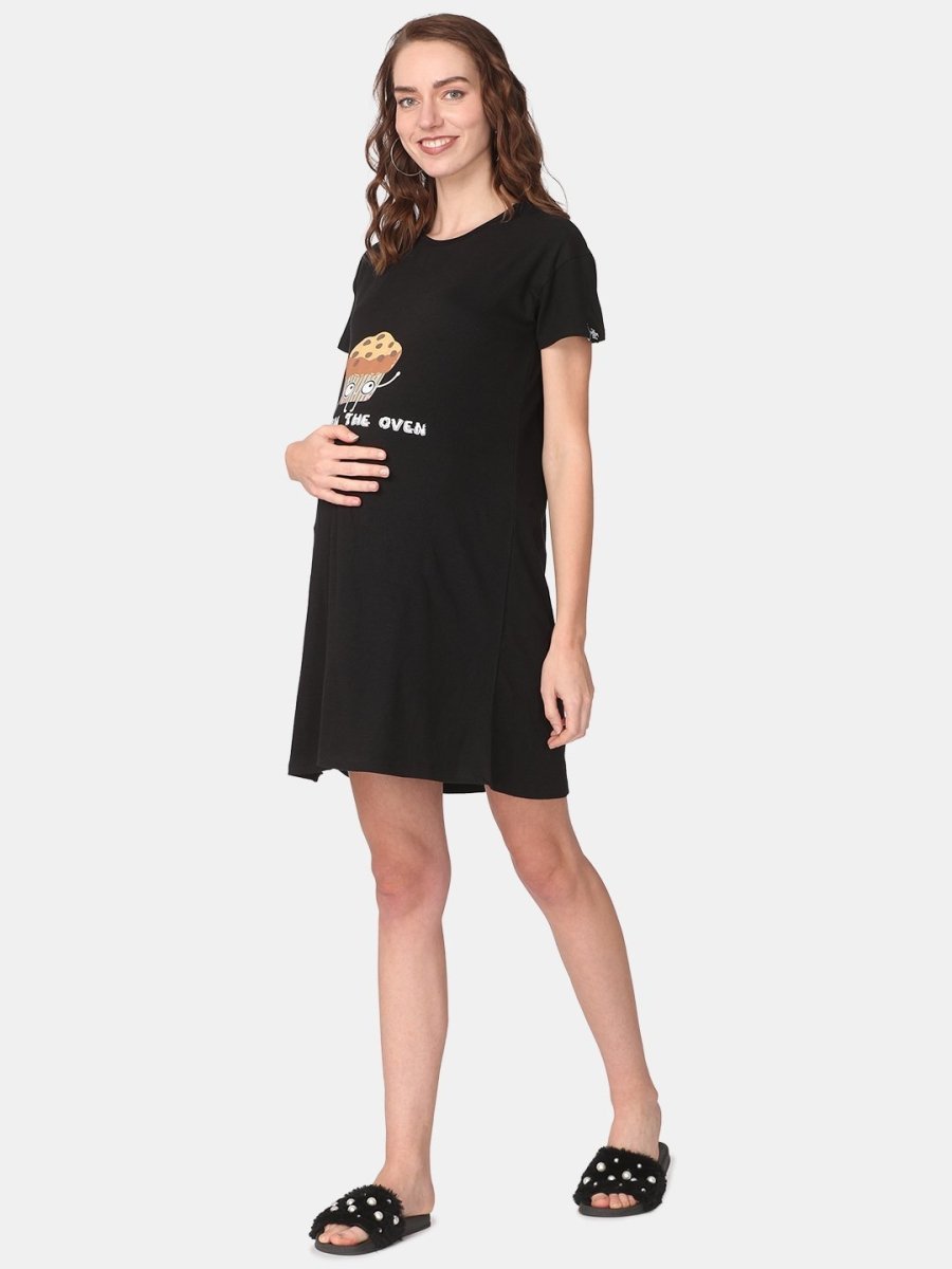 Bun In The Oven Maternity T- Shirt Dress - NW-BNOV-S