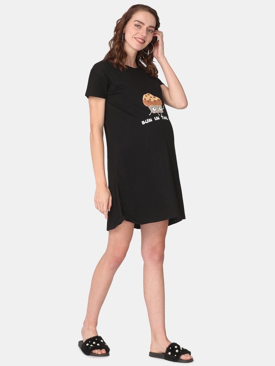 Bun In The Oven Maternity T- Shirt Dress - NW-BNOV-S