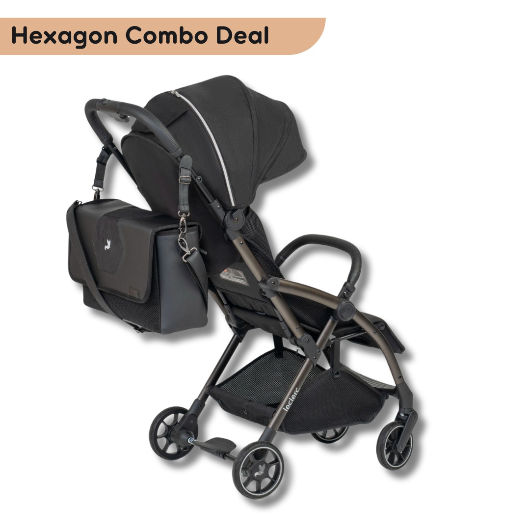 Leclercbaby Bundle Deal Hexagon Carbon Black (Stroller + Diaper Bag)