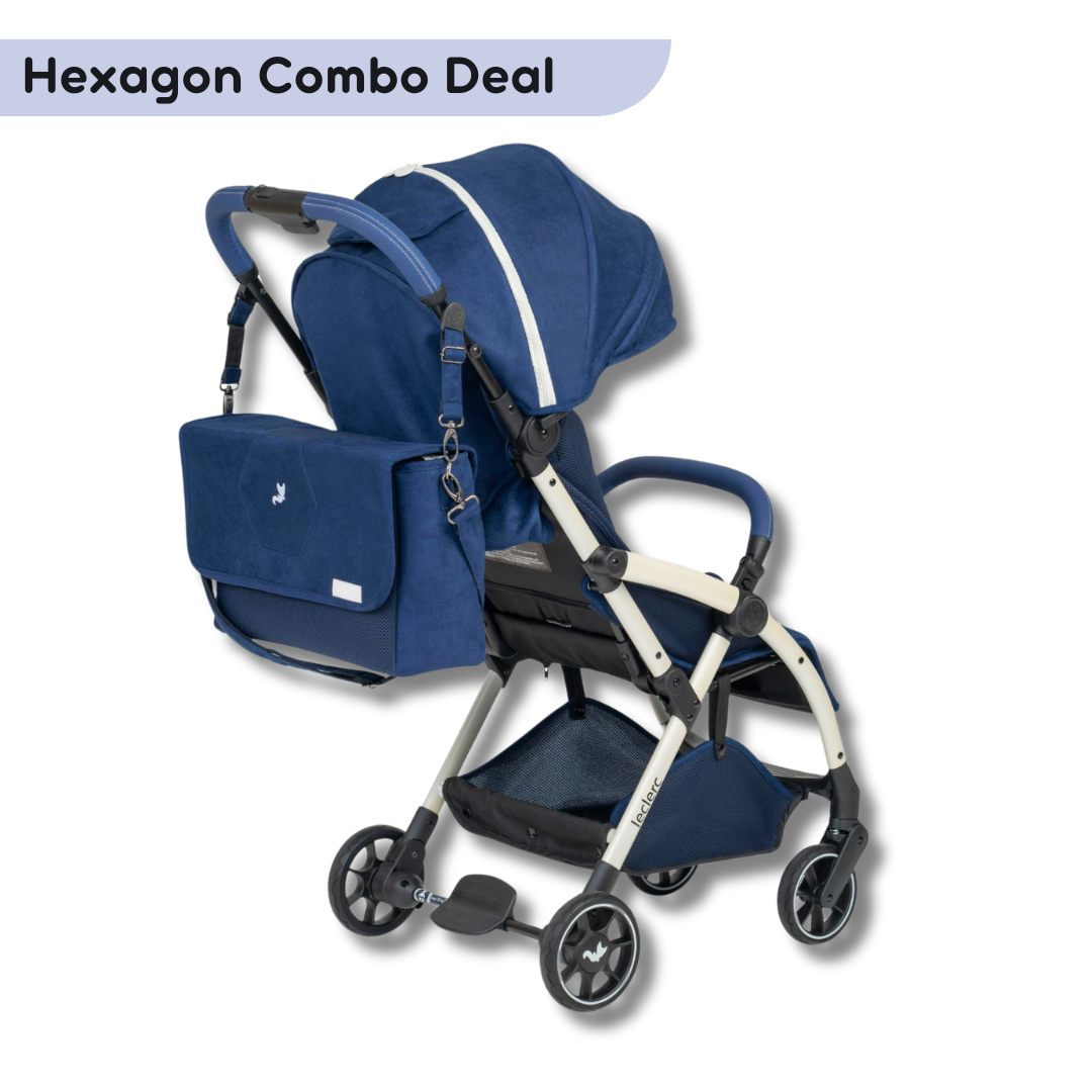 Leclercbaby Bundle Deal Hexagon Monte Carlo Blue (Stroller + Diaper Bag)