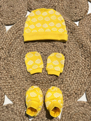 Buttercream Clouds - Mittens, Booties and Cap set - MBC - BTCRM