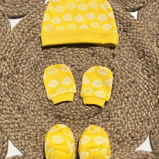 Buttercream Clouds - Mittens, Booties and Cap set - MBC - BTCRM