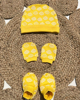Buttercream Clouds - Mittens, Booties and Cap set - MBC - BTCRM