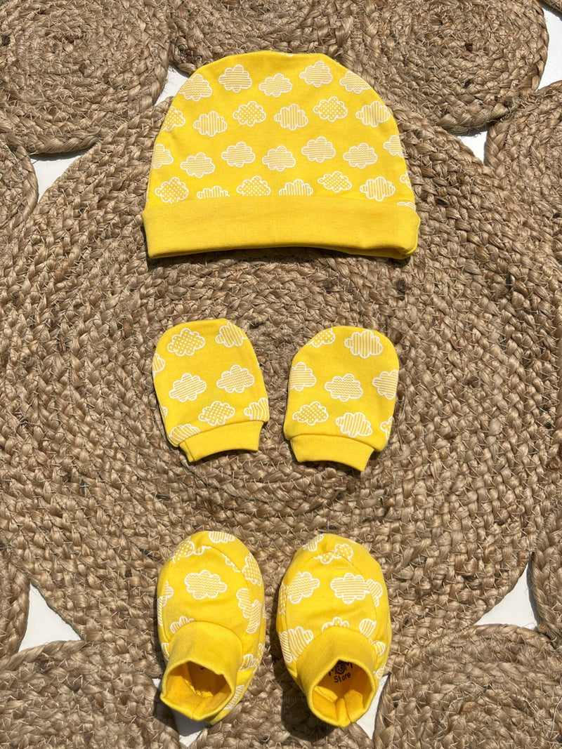 Buttercream Clouds - Mittens, Booties and Cap set