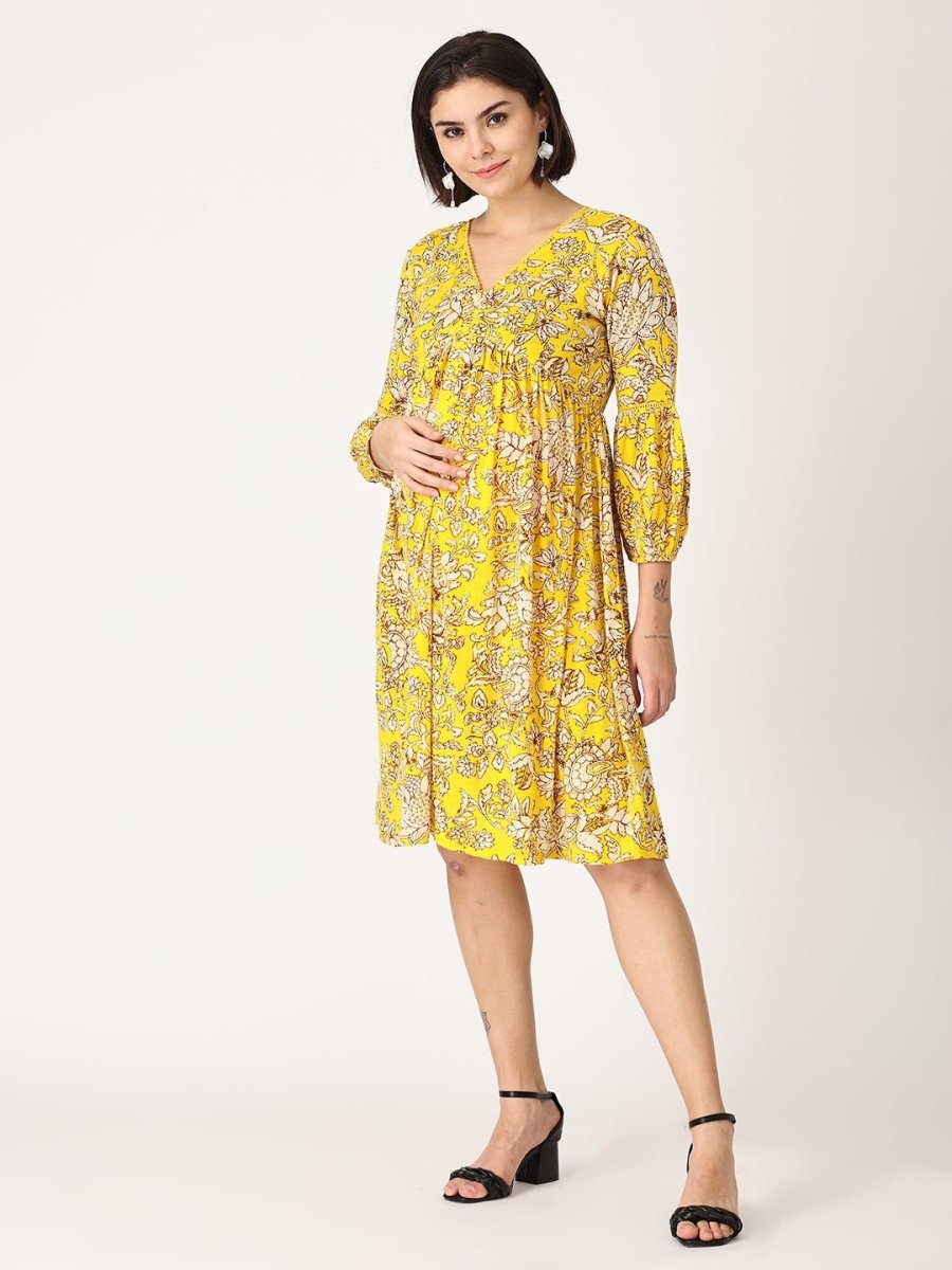 Buttercup Floral Maternity and Nursing Dress - DRS-BTRCP-S
