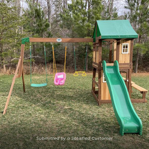 BYD Lakewood Play Tower with Swings and Slide - Kids Activity & Play Equipment