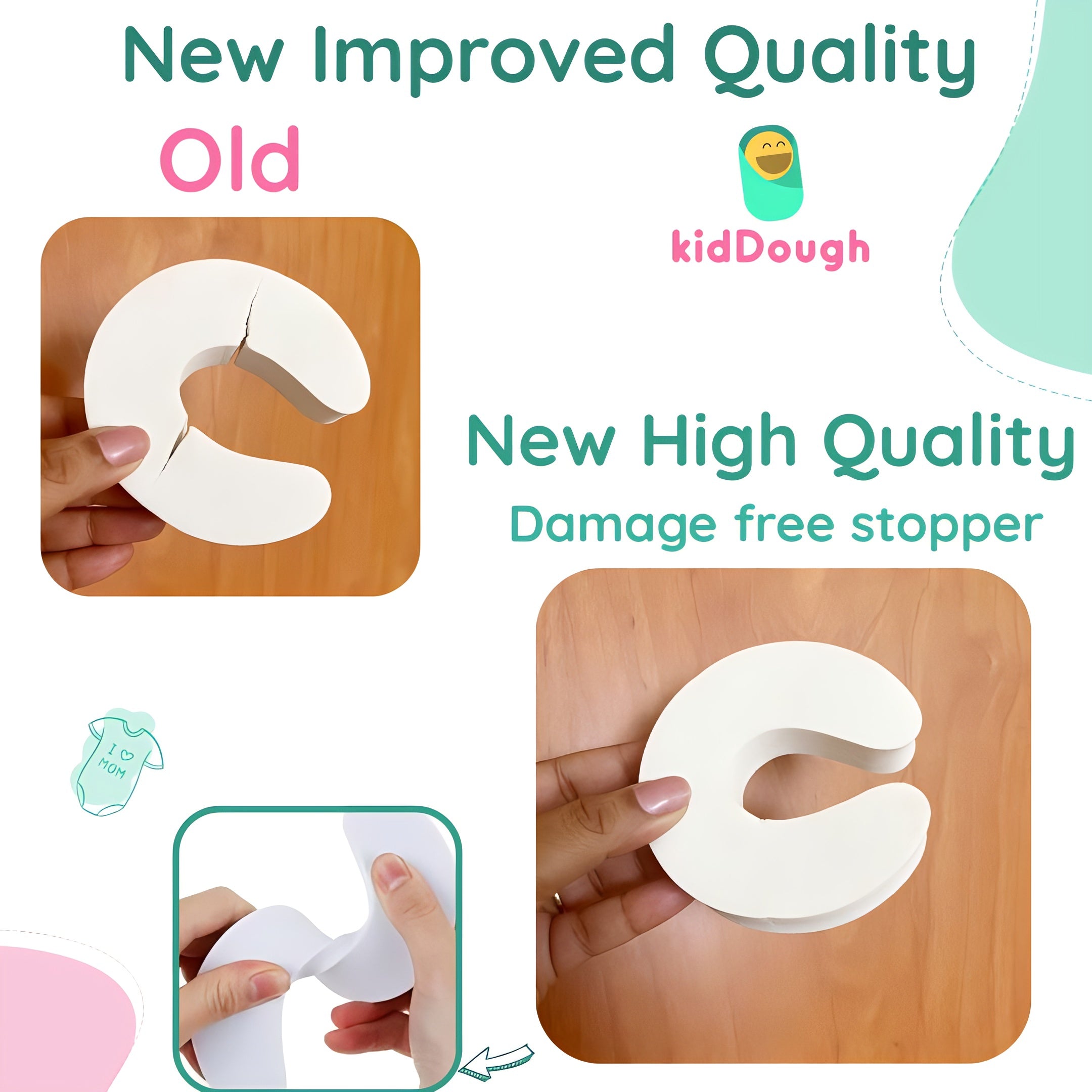 KidDough Baby Proofing Finger Pinch Door Guard for Kids Safety- 4 White C-Shape