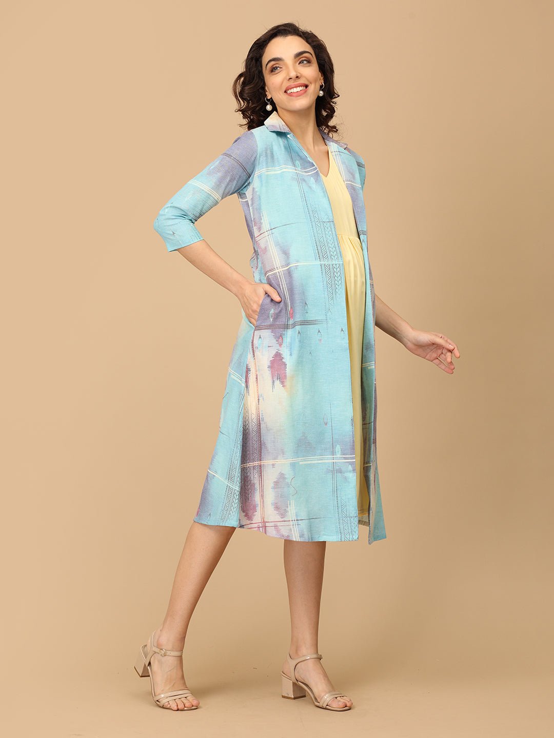 Canary & Coats Maternity and Nursing Shacket Dress - DRS - SK - CNRCT - S