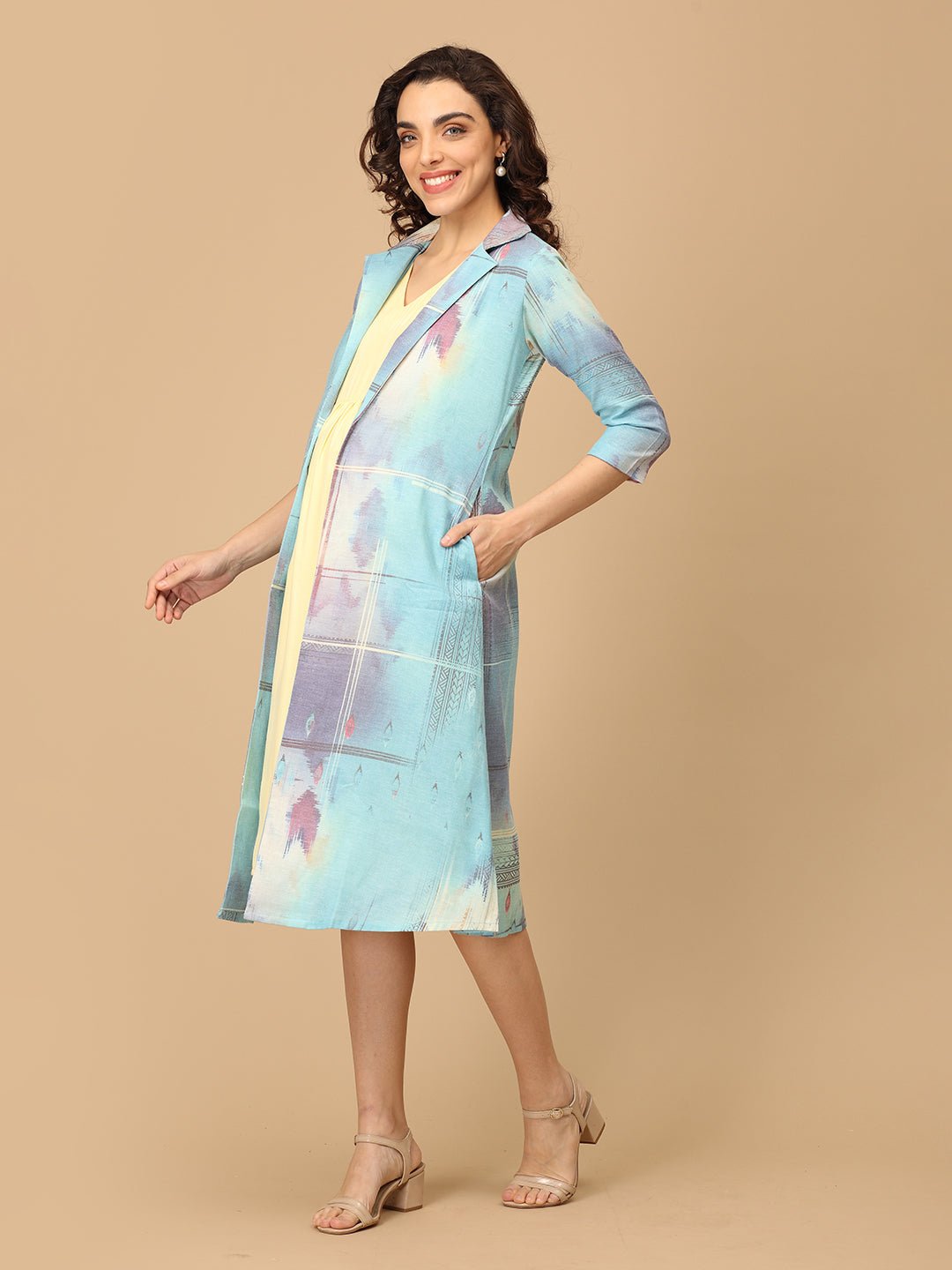 Canary & Coats Maternity and Nursing Shacket Dress - DRS - SK - CNRCT - S