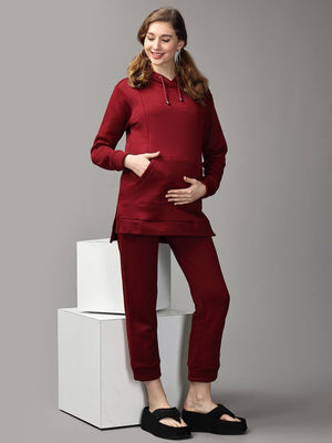 Can't Beet Me! Maternity And Nursing Hoodie Pajama Loungewear Set - MWW-SD-MRNP-S