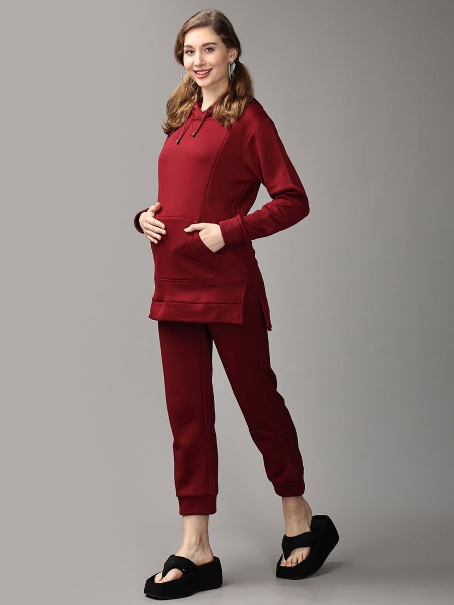 Can't Beet Me! Maternity And Nursing Hoodie Pajama Loungewear Set - MWW-SD-MRNP-S