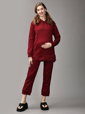 Can't Beet Me! Maternity And Nursing Hoodie Pajama Loungewear Set - MWW-SD-MRNP-S