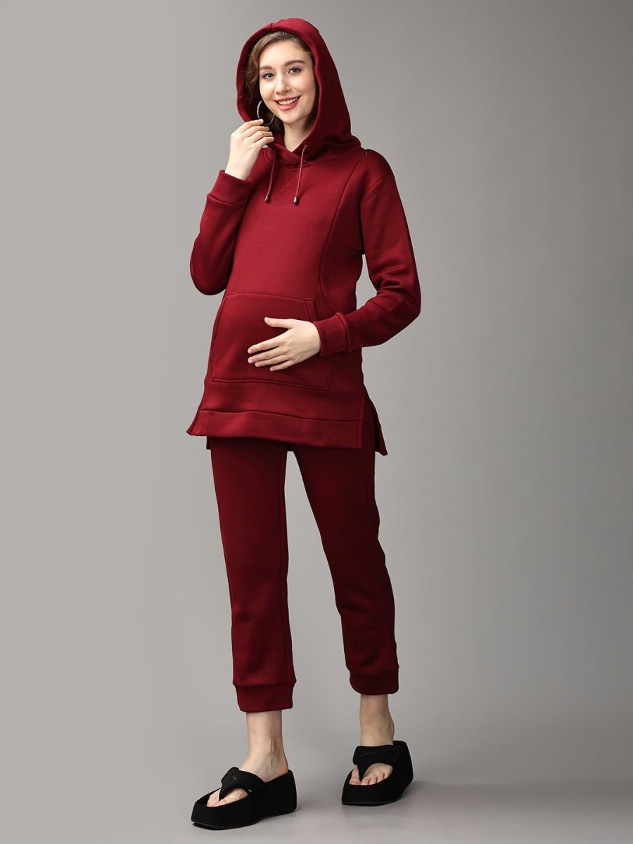 Can't Beet Me! Maternity And Nursing Hoodie Pajama Loungewear Set - MWW-SD-MRNP-S