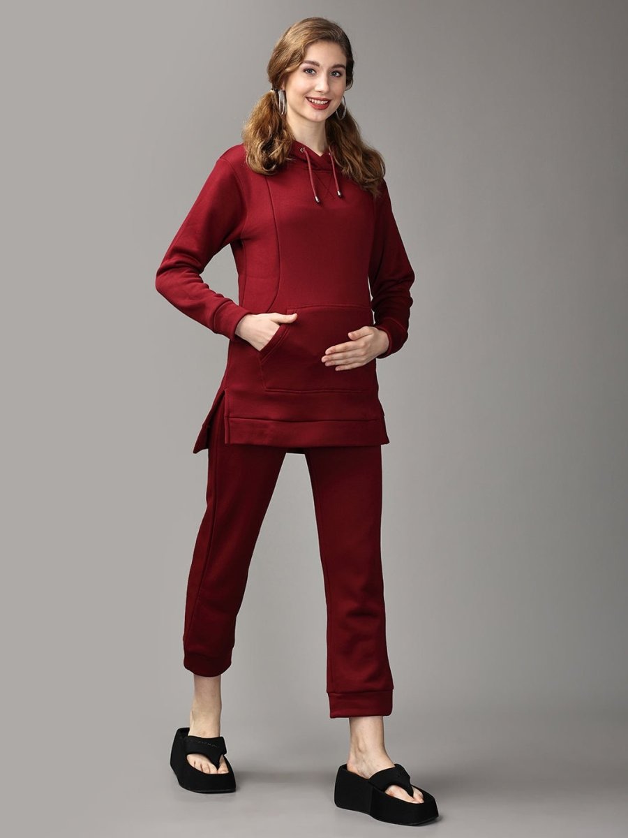 Can't Beet Me! Maternity And Nursing Hoodie Pajama Loungewear Set - MWW-SD-MRNP-S