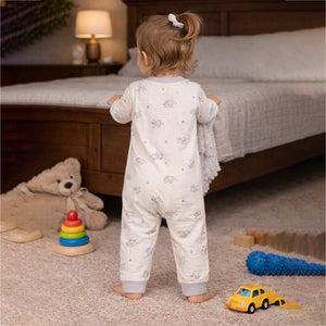 Cap Elephants, Full Sleeves Jumpsuit Romper for Tiny Toddlers - 3 - 6 Months Kids Clothing