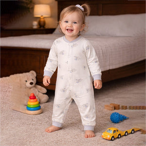Cap Elephants, Full Sleeves Jumpsuit Romper for Tiny Toddlers - 3 - 6 Months Kids Clothing