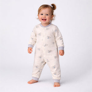 Cap Elephants, Full Sleeves Jumpsuit Romper for Tiny Toddlers - 3 - 6 Months Kids Clothing