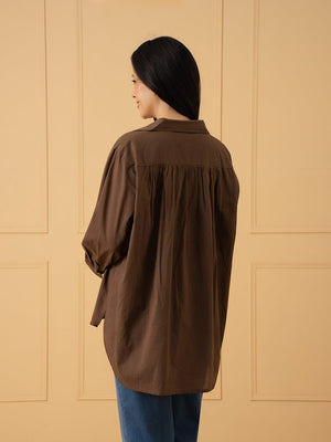 Caramel Dust Maternity and Nursing Oversized Shirt - S Maternity and Nursing Tops