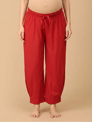 Carmine Maroonscape Maternity Lounge Pants - Maroon Maternity Bottoms