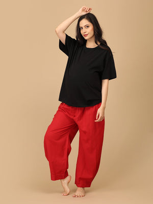 Carmine Maroonscape Maternity Lounge Pants - MBS - SK - MRSPC - S