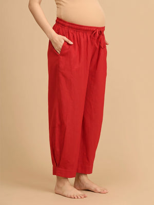 Carmine Maroonscape Maternity Lounge Pants - Maroon Maternity Bottoms