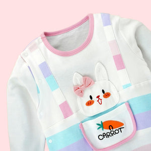 Carrot Rabbit theme full sleeves jumpsuit Romper for tiny toddlers - 6 - 12 Months Kids Clothing