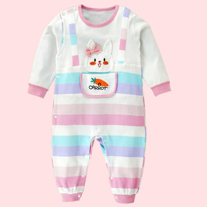 Carrot Rabbit theme full sleeves jumpsuit Romper for tiny toddlers - 6 - 12 Months Kids Clothing