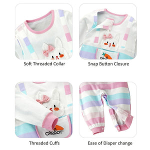 Carrot Rabbit theme full sleeves jumpsuit Romper for tiny toddlers - 6 - 12 Months Kids Clothing