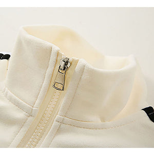 Casual Cream & Black Big Heart 2Pcs Track Suit Set For Kids & Tweens - 4 - 5 Years Kids Clothing
