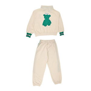 Casual Green Teddy & Cream 2Pcs Track Suit Set For Kids & Tweens - 5 - 6 Years Kids Clothing